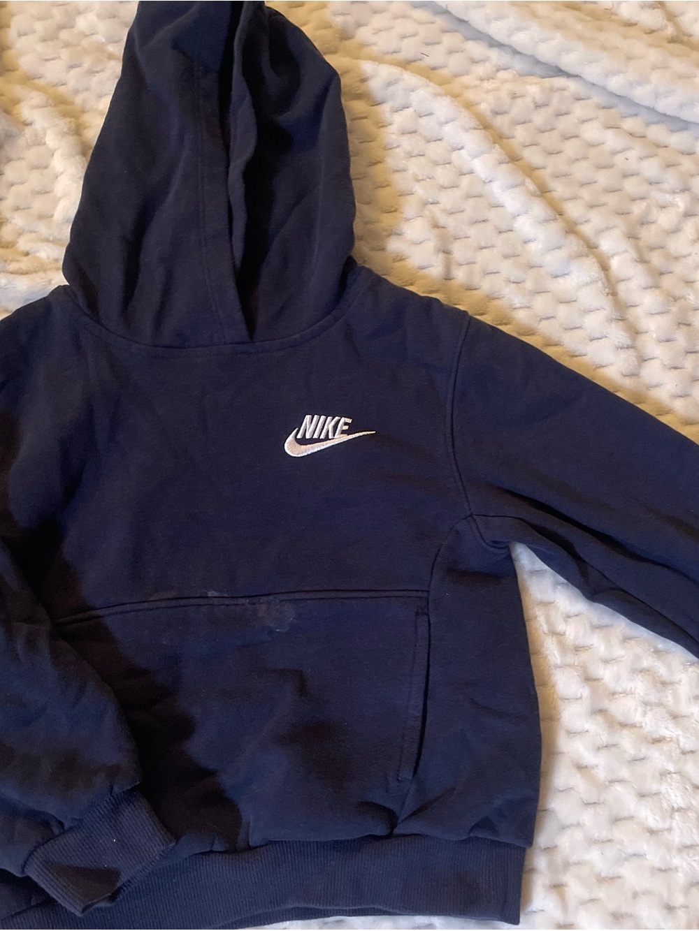 Nike Kids Navy Blue Hoodie with White Embroidered Swoosh